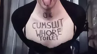 Worthless sissy slut fucks herself anally with dildo