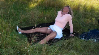 Plugged Biking In Shiny Nylon Stockings