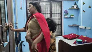 Mallu girl hot red half saree romance and sex with boy friend