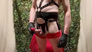 Mature Wank With Sexy Red Stockings And Red Lipstick On My Penis