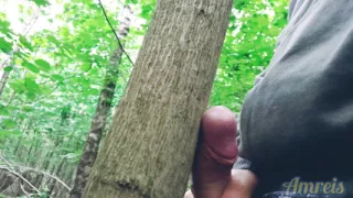 Contact with nature ended with a wank between the trees and a juicy orgasm.