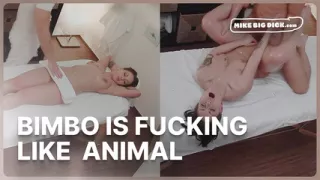 Brunette Bimbo Rides Cock Like a Fucking Slut