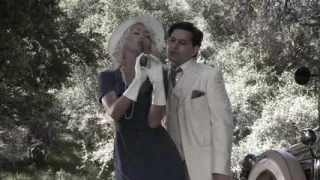 Sexy sluts are sucking and fucking two guys outdoors