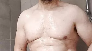 Ejaculation in the shower and I swallow my