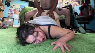 asian teen takes rough back shots gets cum inside