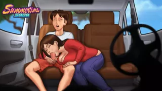 Summertime Saga - Busty Stepmom sucks a huge cock and gives the best blowjob