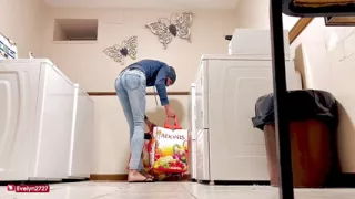 Evelyn washing clothes sexy poses