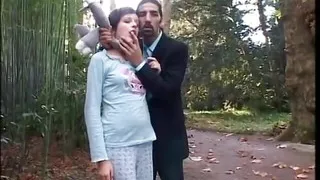 Two men dominating of a woman and a shemale