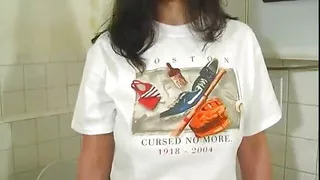 Big tits brunette undresses for her masters inspection