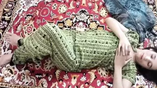 Aunty was caught in the bathroom from behind.