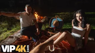 HUNT4K. Sexy skinny brunette doesn't care about her BF and is giving a sloppy blowjob to a stranger