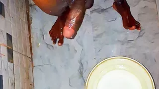 Naked Boy Taking Shower In The Bathroom