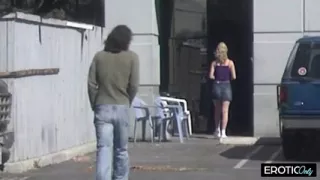 Stranger man fucks teen girl in elevator