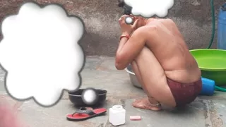 The elder sister-in-law's elder sister is home in the village, she is taking a bath in the bathroom, opening the red color underwear, the sister is taking a bath of the elder sister-in-law.