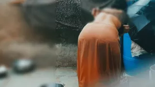 The desi sister-in-law of the village opened the drenched saree and took a bath in the open bathroom.