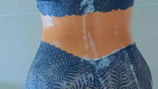 Gorgeous Tanned Latina Girl's take a shower after pool day