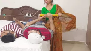 Indian Stepmom wants two big hard cock in her pussy