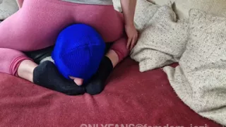 Head Sitting and Sock Worship. Amateur Couple