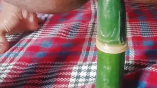 Only cucumber inside my anus with condom