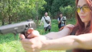 Hot MILF Shooter Fucked by Two Foresters