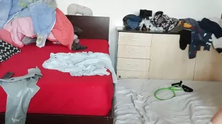 Sexy wife with hairy pussy dancing naked. Hairy brunette dad, big tits, big ass.