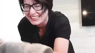 Julie squirts naked in bucket at workplace