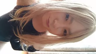 A cute cross-dressing boy masturbated comfortably while touching his nipples in a competitive swimsuit