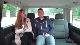 Lost cute babe is always welcome in fake transport to help