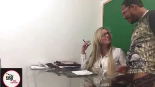 Black catra fucks teacher in classroom