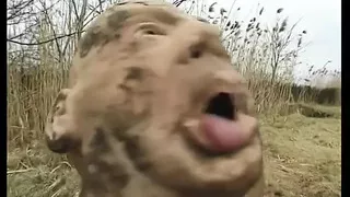 Blonde babe rides a massive cock on the mud to a cumshot