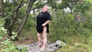 Stepmom Undressed in a Park and Masturbates Her Big Pussy
