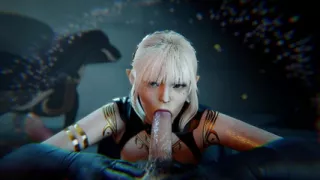 A Slutty White Haired Elf giving a Mesmerizing Blow Job