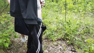 Neighbor sucks my dick in a public park and swallows hot cum