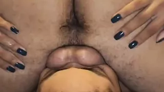 Making my slave lick my ass and cumming in her mouth