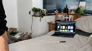 Horny British Teen Strips in college dorm