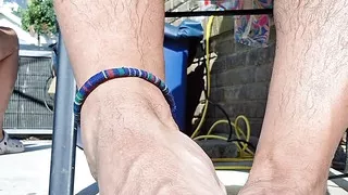 Showing off my patriotic pedicure