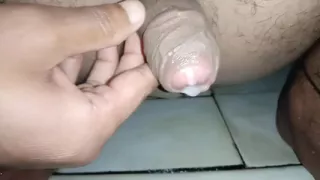 Pissing and masturbation in toilet