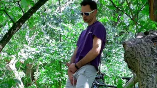 Guy jerking off dick and seducing a passerby in the woods and get a juicy dick in her mouth