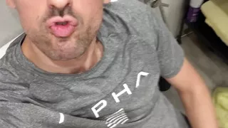 Daddy Jerks Off Hard in the Bathroom - Huge Cumshot!