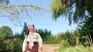 In an outfit with a little brown skirt for an evening.