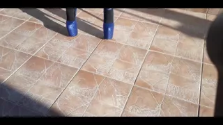 Denim Shorts, Black Tights and Gorgeous 8 Inch Heels