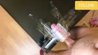 Shaking Legs Orgasm - Moaning while Cumming in Fleshlight