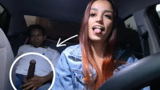 Naughty app driver catches gifted passenger masturbating from behind!