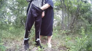 Stepmom sucks my dick in a public park and swallows hot cum