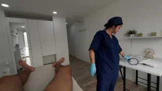Fake doctor walks into the office and sucks my cock until I come in her asshole
