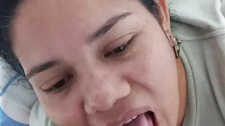 Beautiful girl sucking deep throat