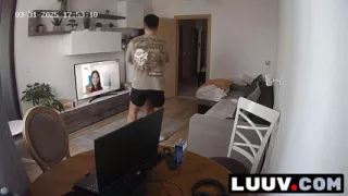 LUUV. The first little argument of lovers on a home camera