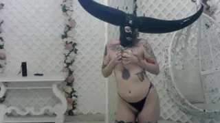 Horned Latex Mask and Pvc Striptease