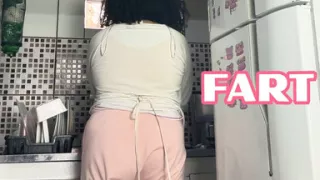 Chubby Housewife Farting While Washing Dishes Style