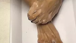 Melove Sexy Asian Feet with Long Toes Getting Lotion